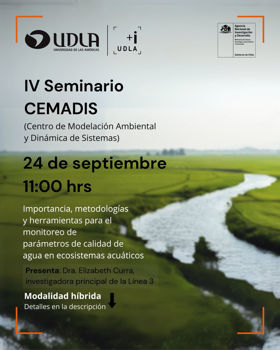 No te pierdas el IV Seminario de la Unidad Asociativa <a href="/UDLA_CL/">UDLAChile</a>, #CEMADIS:

📍 Modalidad híbrida
- Presencial: Sala de Reuniones 5° piso, Campus UDLA El Boldal, Concepción
- Online:
Link: shorturl.at/zP8ws
Id: 298 765 262 458 9
Código: fr34g8aG

#UDLAi #UDLAinvestiga