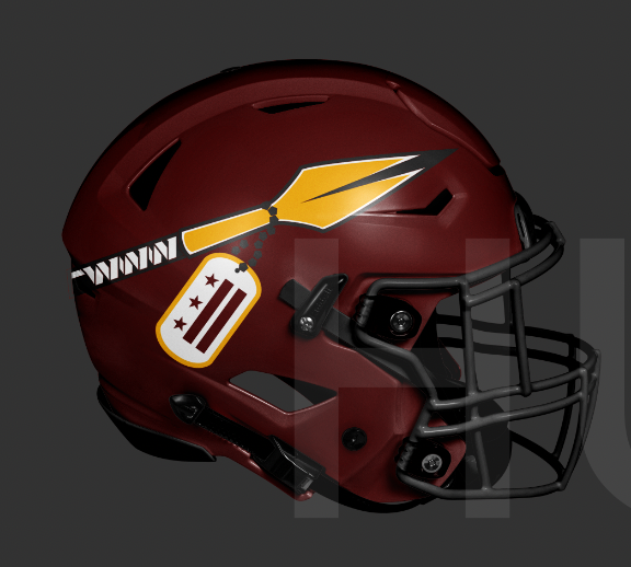 With my new <a href="/Commanders/">Washington Commanders</a> spear logo, comes the spear on a helmet. Since we are not using old colors trying to retcon the past, I edited the outline to black so that I can put it on a burgundy helmet with black facemask. 
#ExpandtheBrand
