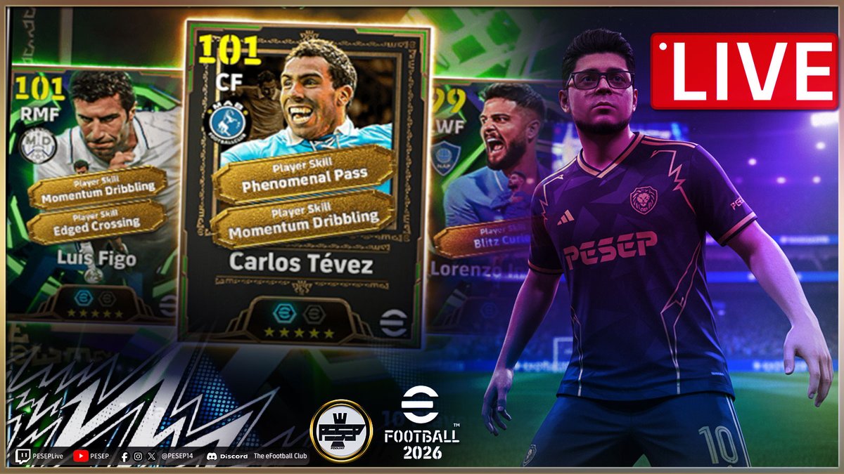 🔴Live now!
Sponsored by AMD Ryzen 

🪙New legend C. Tevez negotiations!  
🏆New phase KO! RTTDR 🆕Series™

🔗Twitch.tv/PESEPLive

#eFootball2026 #eFootball #Twitch