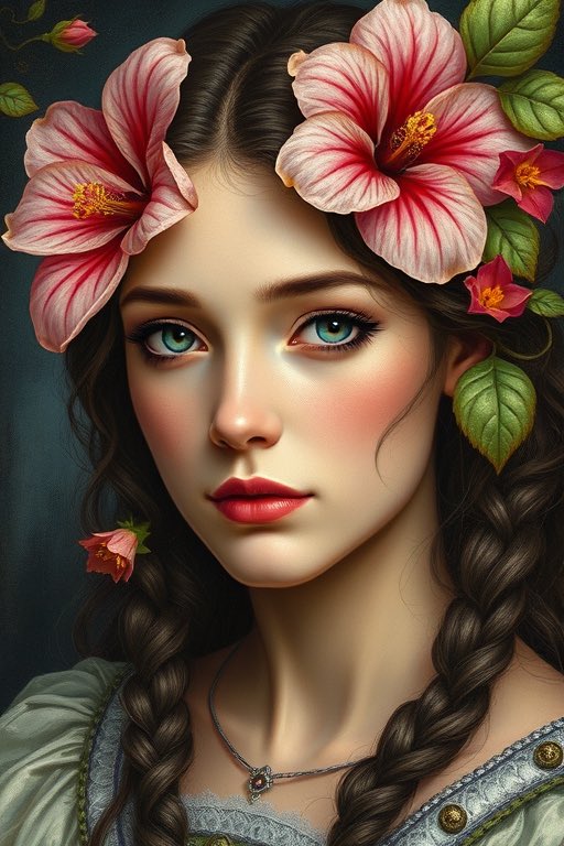 QT your Medieval Hibiscus 🌺 Flower Portrait ❤️

Thank you <a href="/Hola01715308/">IV</a> for inviting me ❤️🙏

I invite in my turn 
<a href="/JamesT41008/">James Tiberios🎨🖌️</a> 
<a href="/L4STD4ZE/">L4STD4ZE</a> 
<a href="/TheWitchSalem7/">The witch 𝕏</a> 
<a href="/gnosticalien/">The Gnostic Alien</a> 

#Midjourney #artchallenge #AIart #digitalart