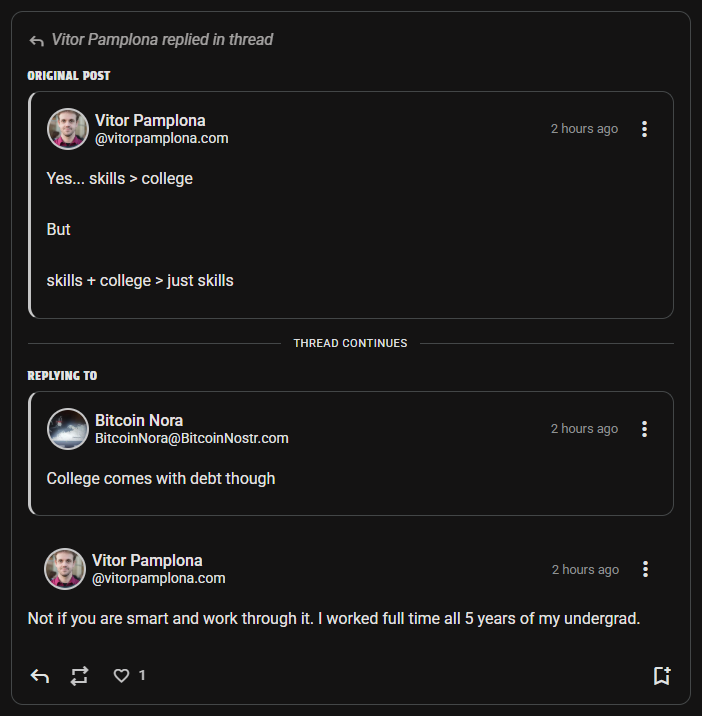 Profile timeline now renders the context of the reply. Much more useful than before 🤙

Nostria improves every day, we hope you'll try it out soon!