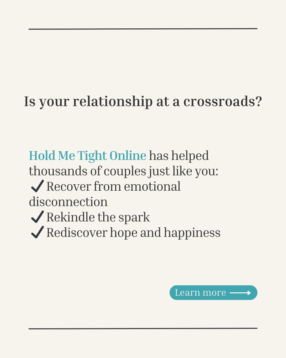 Dr_SueJohnson's tweet photo. Feeling disconnected? 💔 Our Hold Me Tight® Online Program helps you and your partner break free from negative patterns and build a deeper, more secure bond—all from the comfort of your home.

It's time to create conversations for connection! ✨ https://t.co/rsQoqGMu9n https://t.co/Qz8bPili1W