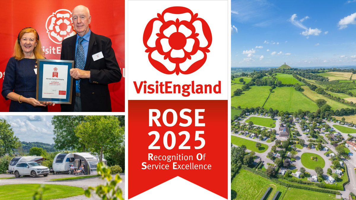 🎉 Today we're congratulating <a href="/TheOldOaks/">Camp & Glamp Glastonbury</a> team! 
👏
They've just been awarded the <a href="/VisitEngland/">VisitEngland</a> Rose Award (Recognition of Service Excellence). One of only 4 holiday parks / campsites to receive it this year, it means they are among the 100 best English accommodation providers!😍