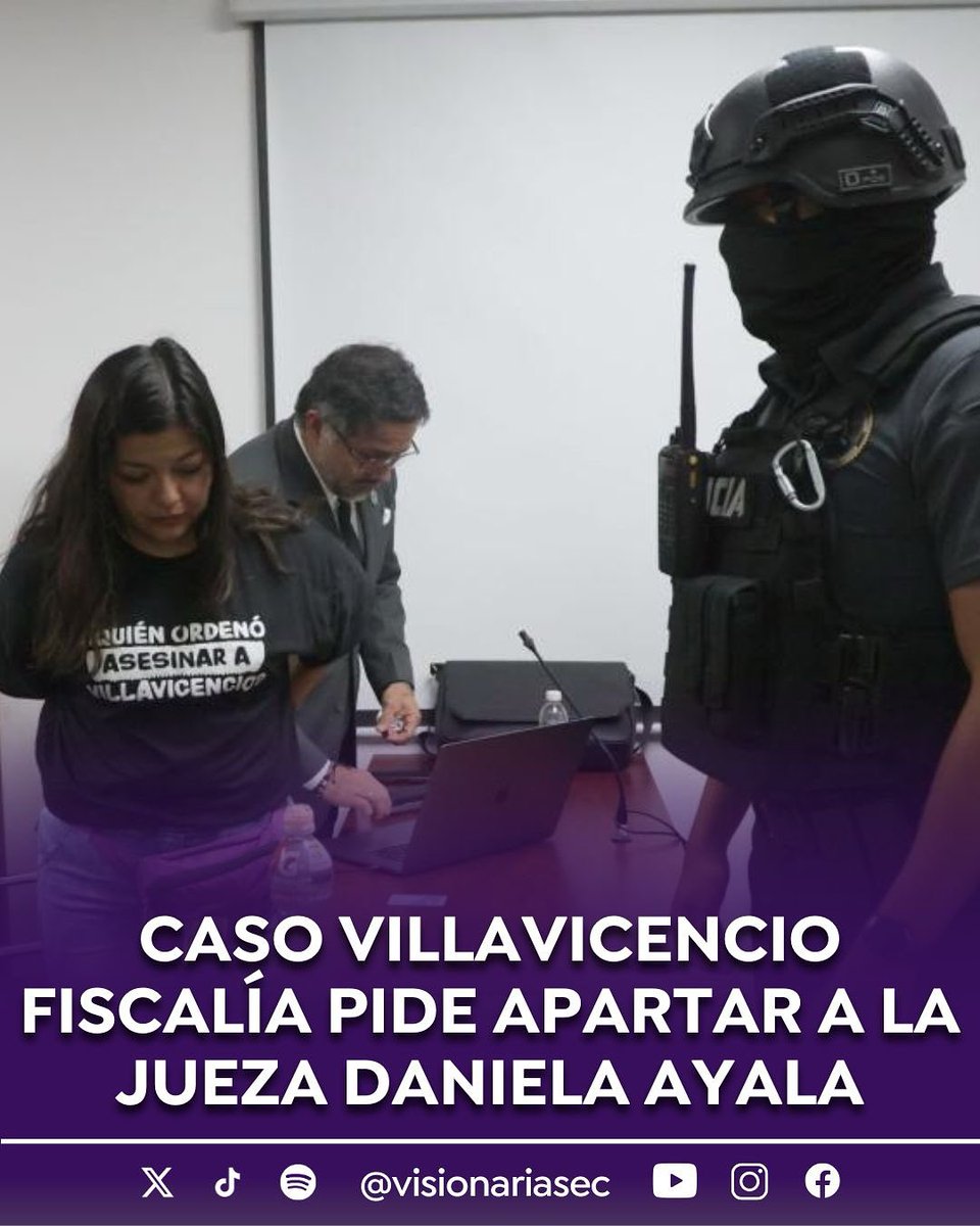 #ATENCIÓN | La Fiscalía General del Estado solicitó la suspensión de la jueza Daniela Ayala, quien lleva el caso por el asesinato de Fernando Villavicencio, por presuntas agresiones verbales y actitudes que comprometerían su imparcialidad. Entre los señalamientos consta que Ayala
