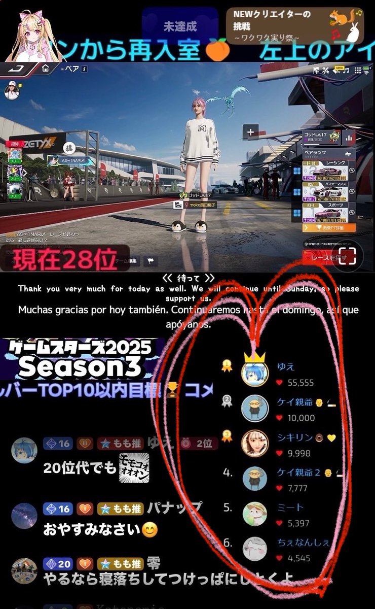 nishimomogame's tweet photo. ゲームスターズ🎮
現在29位🥹💦
長時間配信に付き合ってくださってるみなさま本当にありがとうございます😭
日曜まで全力で走るのでもう少しお付き合いお願いします🙏
まだ来れてないって方も3分だけでも見に来てぇ🥹
#gamestars #TikTokLIVE https://t.co/EiDq0hxkp3
