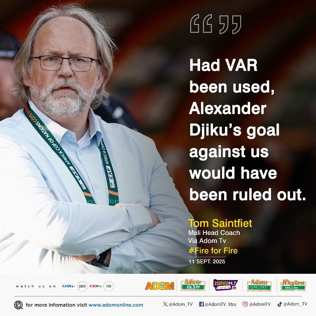 KOBBY__STONNE's tweet image. Mali coach Tom Saintfiet speaks from the heart ambition over money, commitment over excuses and one clear mission: qualify for the 2026 World Cup. 

Catch the *exclusive interview with Kobby Stonne* on #FireForFire — replay tonight at 10:00 PM on Adom TV. 📺🔥@thenanaaba 😂😂