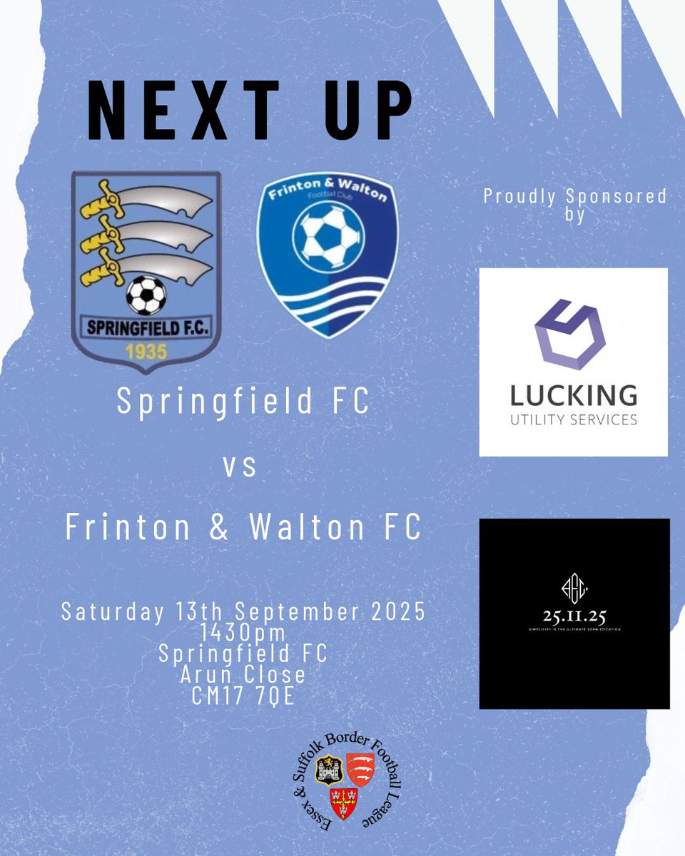 Springfield1935's tweet photo. NEXT UP | Match 8οΈβ£
It's Knockout Cup action next for The Field, as we welcome Frinton & Walton FC to Arun Close.
π΅ #Springfield1st | #UpTheField βͺ https://t.co/w39VFbVpmz