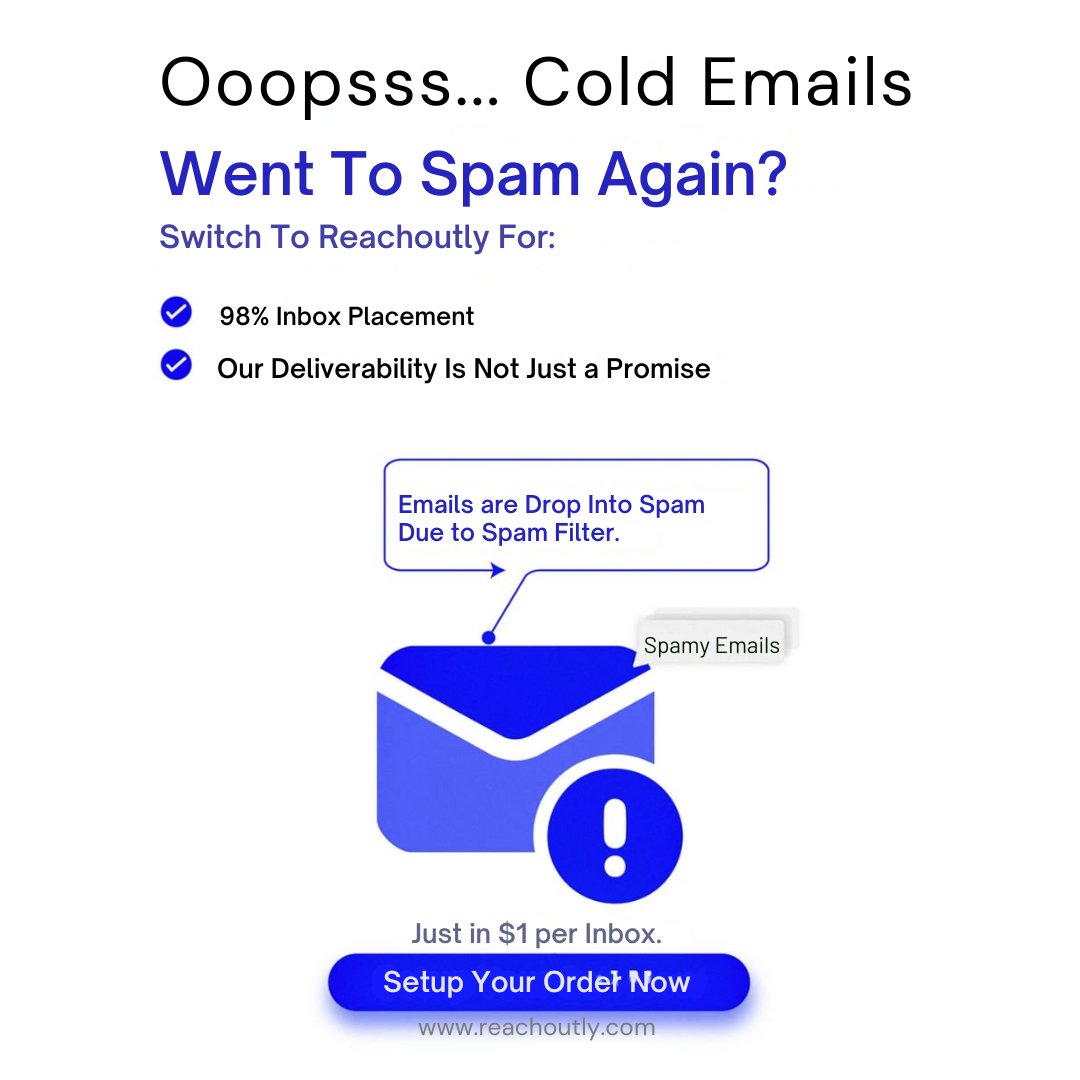 Mdhabib42160313's tweet image. 🫨 Cold emails landing in spam?

📩 Reachoutly gets you 98% inbox placement + rock-solid deliverability.

➡️ Stop spamming. Start connecting. DM me

#coldemail #BusinessEmail #spammail #EmailDeliverability #GoogleWorkspace #Microsoft365 #Trade $SAPIEN #EGL1 #ProvenDefense #Elsa