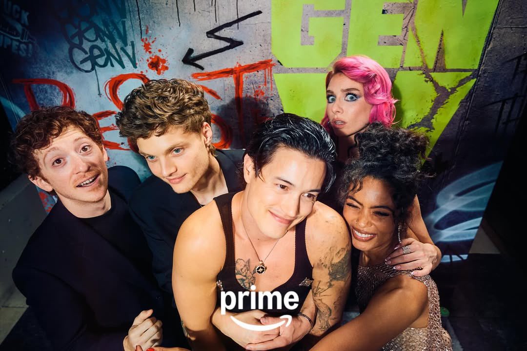 bestoflimoreau's tweet photo. Jaz Sinclair, Derek Luh, Maddie Phillips, Asa Germann and Ethan Slater at the after-party of the premiere of Prime Video’s Gen V Season 2. (September, 2025) https://t.co/nOkkKZWqNy