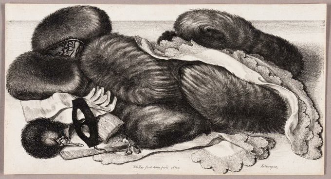 Still-Life with a Group of Muffs, a Pair of Gloves, and Two Kerchiefs  Wenceslaus Hollar, Antwerp, 1647.    (Art Institute Chicago)
