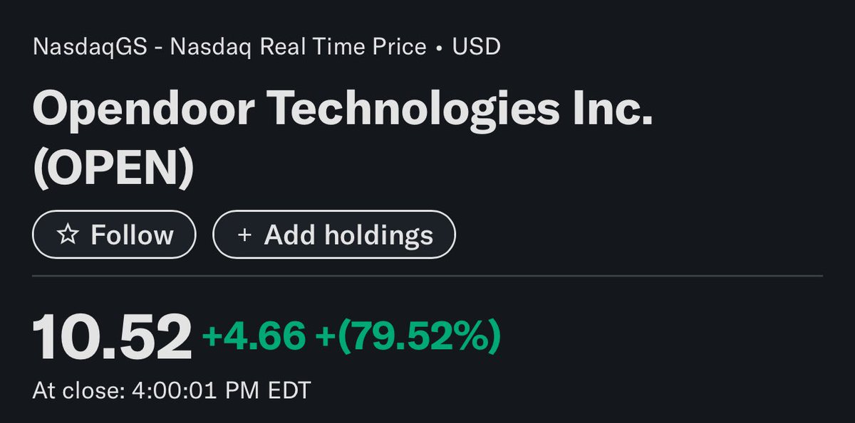 Nice couple of months
I know it’s gonna be crazy volatile but feeling hopeful
$OPEN