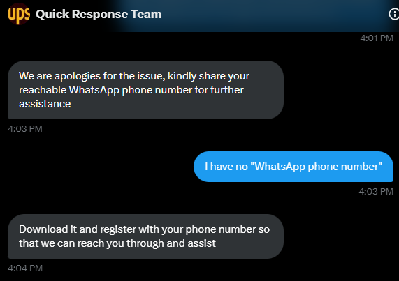 _BrenMcC's tweet photo. The UPS Quick Response Team can't help you unless you download 3rd party software. Crap customer service. @quickDsk https://t.co/nvpcCTAEtp