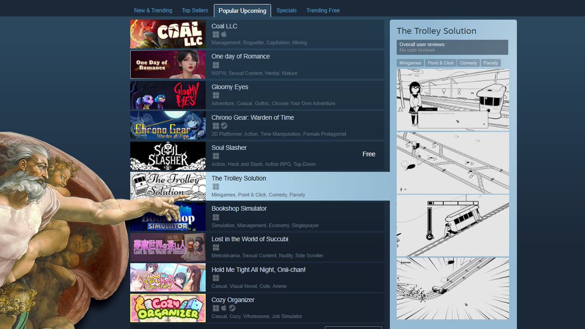 HYPE!!!!!

The Trolley Solution , One day left!!

Get Ready - Wishlist Now!

#TheTrolleySolution #IndieGame