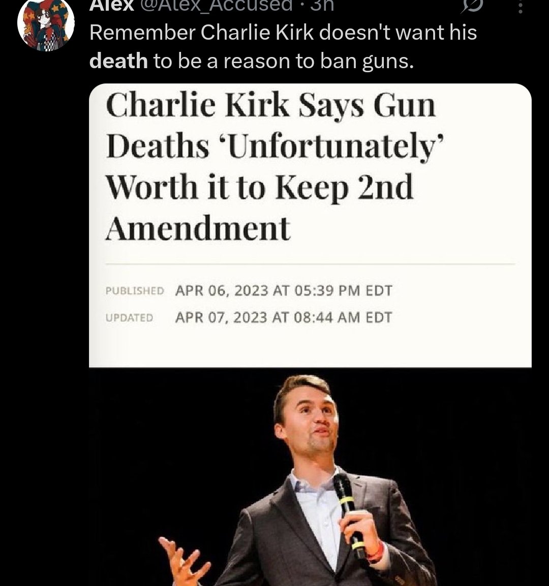 Can't even respect a dead man's wishes, huh AOC.

Kirk knew the risk, and he allowed that risk so the American people could have their guns.
