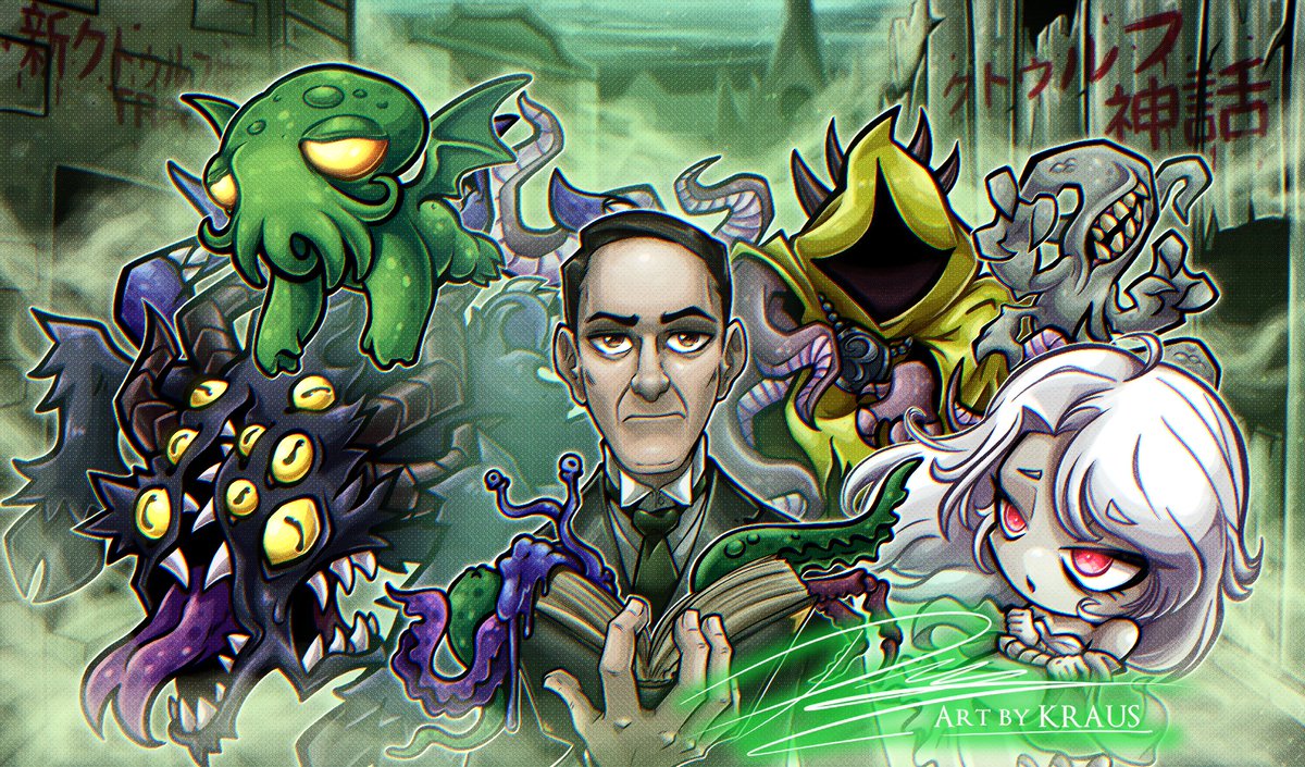KrausArts's tweet photo. H.P. Lovecraft and the Toon Cosmic Horrors 
Amazing Commission made for @TheRisingSunYGO https://t.co/sINp4yAj0l