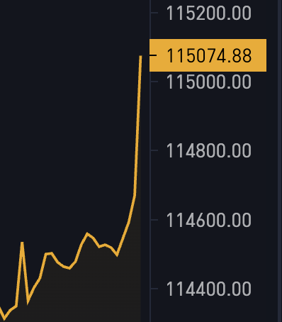 BitcoinMagazine's tweet photo. JUST IN: $115,000 Bitcoin 🟢 https://t.co/Ht3xmbyT5y