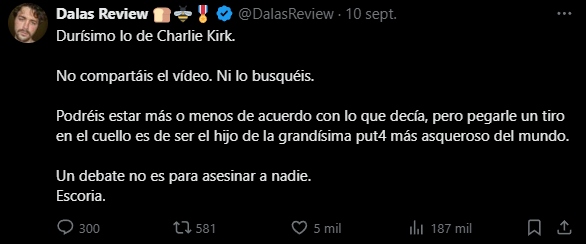 ErickACm1pt's tweet photo. ¿Entonces Numi merece la muerte por darte consejos para mejorar pero Charlie Kirk (conservador que ha dicho cosas como que la empatía es un invento nuevo que hace daño a la sociedad, justificando no hablar de los tiroteos en escuelas) no? https://t.co/2pexrz1yv1