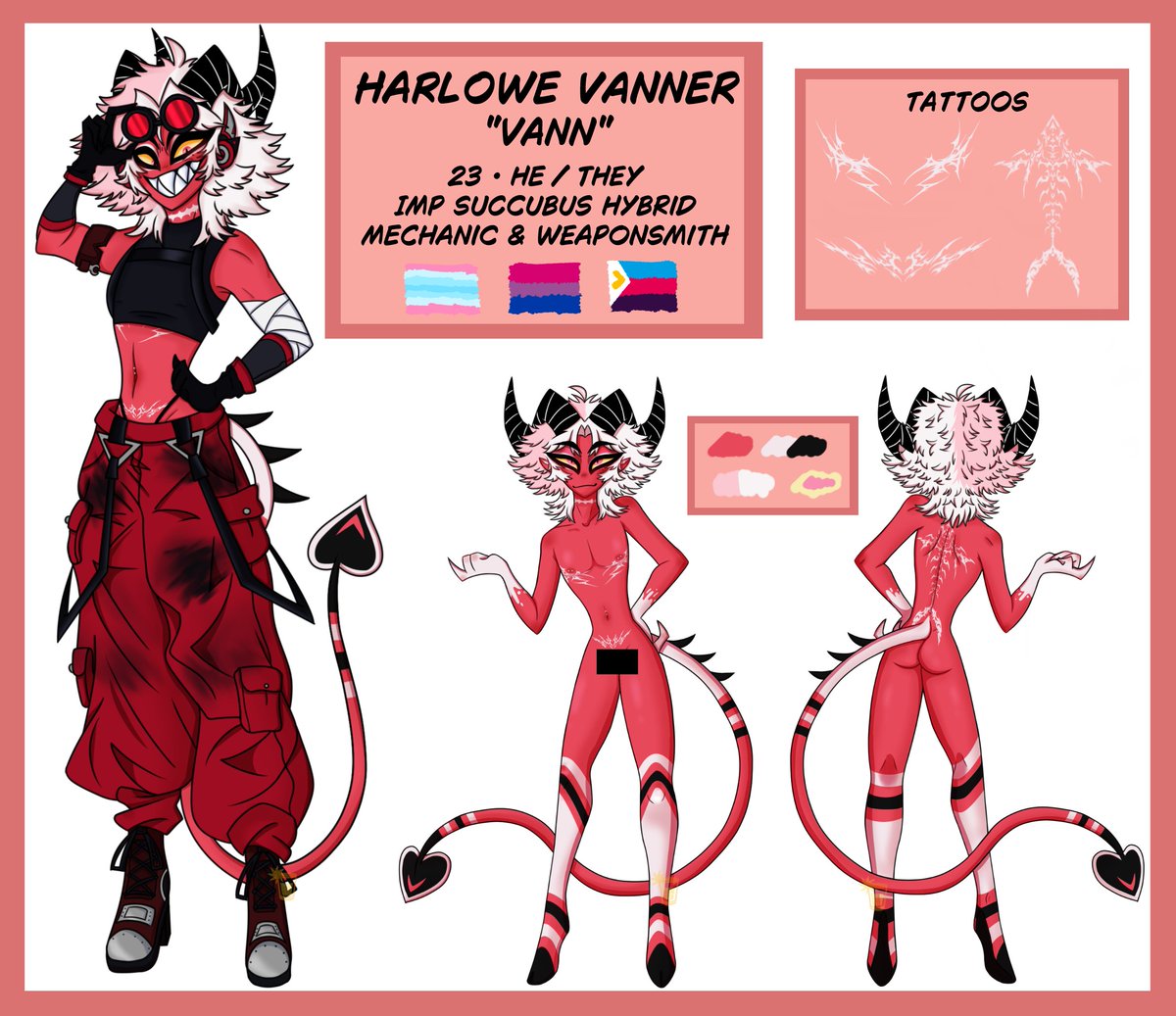 shotglassofsun's tweet photo. #HazbinHotel #HelluvaBoss #impoc

Finally got around to making a full ref sheet of Vann! very happy with how it turned out, even though i completely failed to mimic a partial Viv art style😭 https://t.co/nA0oNQAbhu