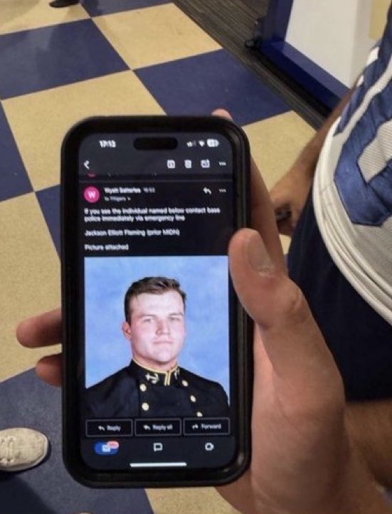 🚨 NAVY ACADEMY ACTIVE SHOOTER SUSPECT IDENTIFIED AS: JACKSON FLEMING. EARLY REPORTS SAY 3 DEAD. 

Jackson Fleming, a dismissed midshipman who began firing on campus.