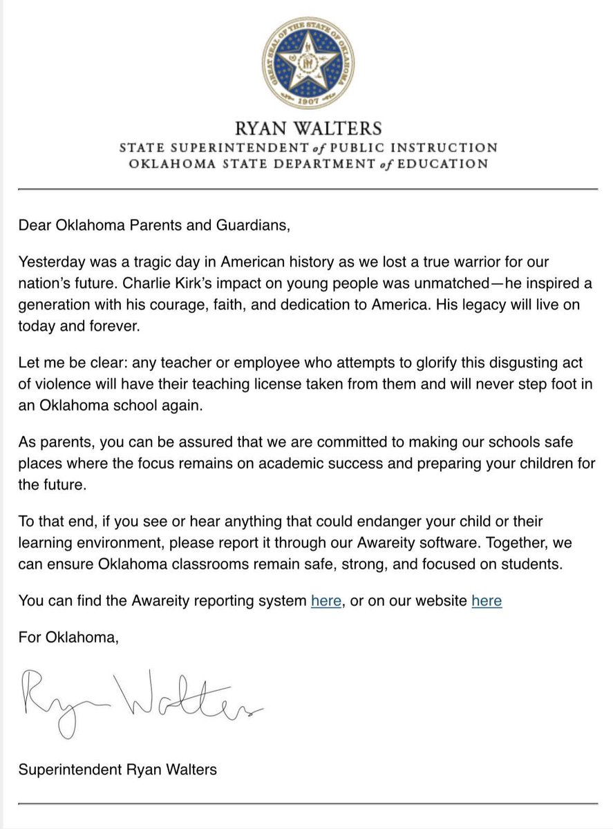 Good for Oklahoma!  <a href="/SarahHuckabee/">Sarah Huckabee Sanders</a> AR should follow suit.