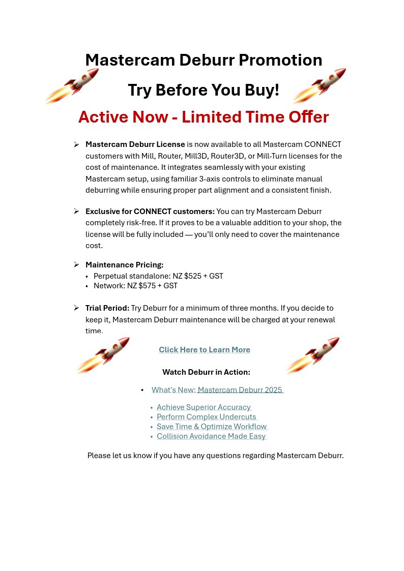 Prosoftltd's tweet image. Mastercam Deburr Promotion