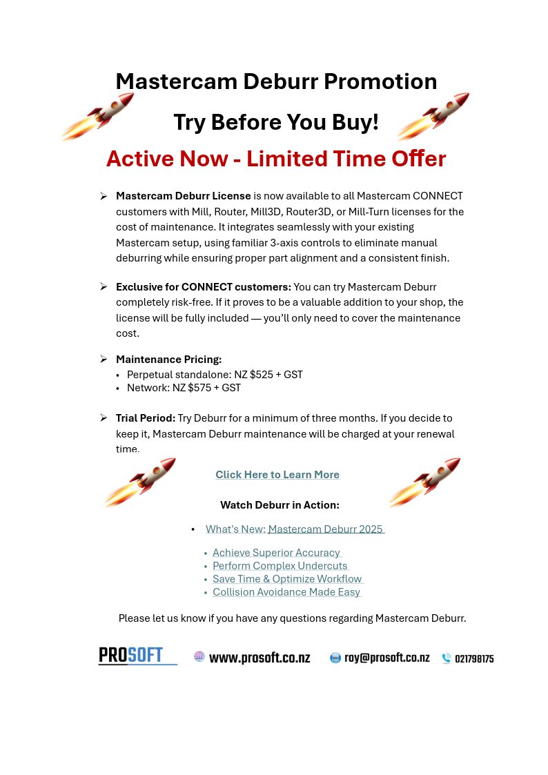 Prosoftltd's tweet image. Mastercam Deburr Promotion