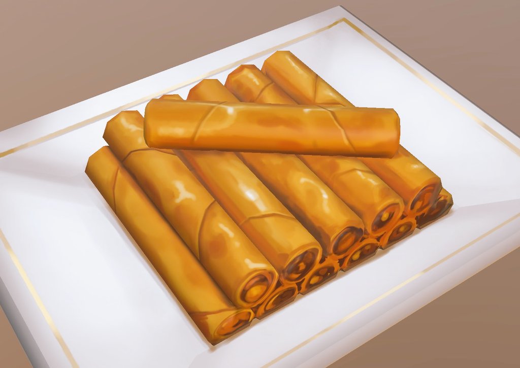 SighNako's tweet photo. I made this a while back. But I love making low-poly food.
Representing my Filipino peeps with some lumpia.
#gamedev #lowpolyfood #lumpia #stylized3dmodel #3dmodel https://t.co/kTaK4pMSD7