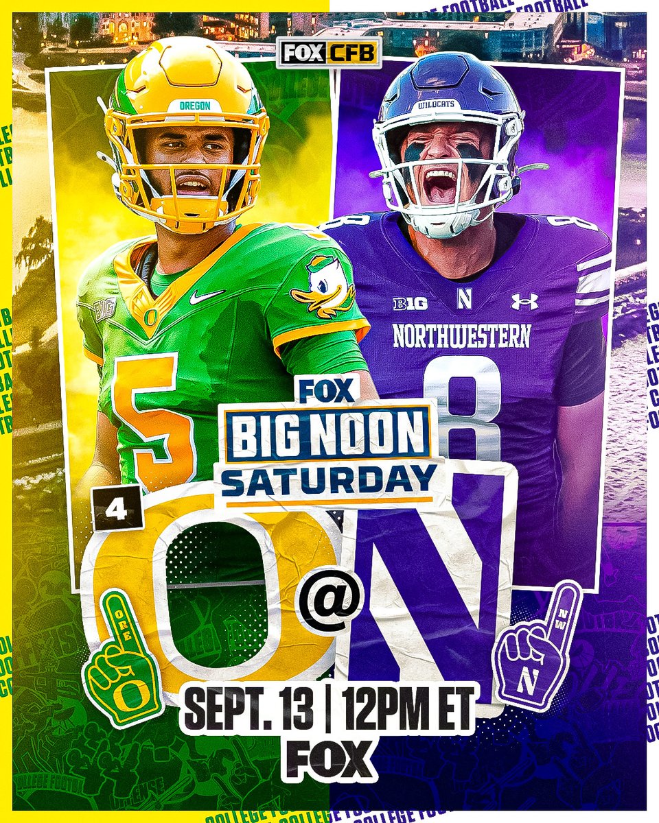 FOX College Football (@cfbonfox) on Twitter photo We're officially 24 hours away from kickoff 🔥🔜
Who are you rooting for in this one, <a href="/oregonfootball/">Oregon Football</a> or <a href="/NUFBFamily/">Northwestern Football</a>? 🦆🐾 We're officially 24 hours away from kickoff 🔥🔜
Who are you rooting for in this one, <a href="/oregonfootball/">Oregon Football</a> or <a href="/NUFBFamily/">Northwestern Football</a>? 🦆🐾