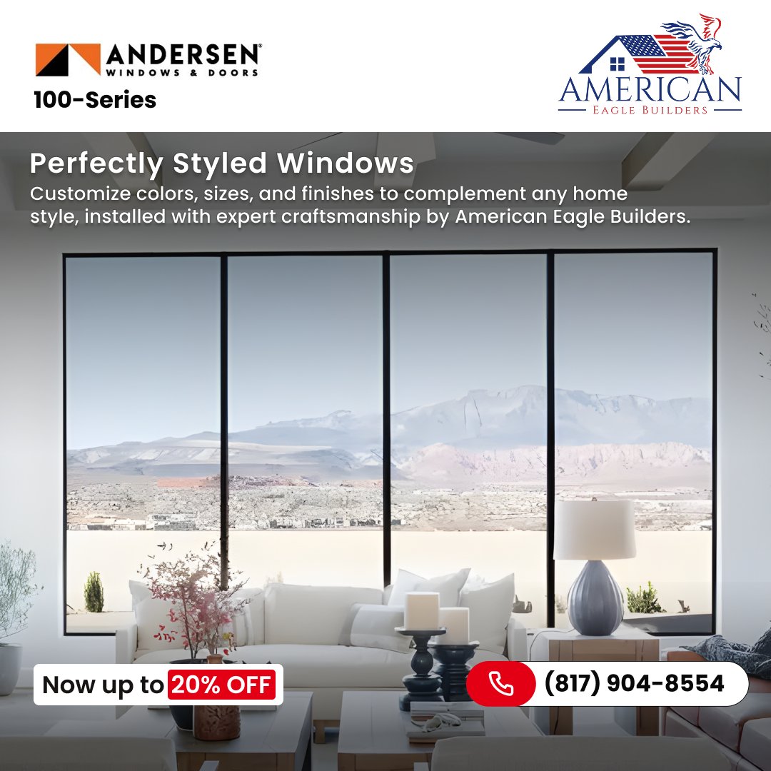 dfwAEB's tweet image. From sleek modern to timeless traditional, Andersen windows installed by American Eagle Builders match your home’s personality perfectly. 🏡✨

📞 Call (817) 904-8554 to get up to 20% OFF + Free installation.

#AndersenWindows #WindowReplacementDFW #WindowInstallationDfw