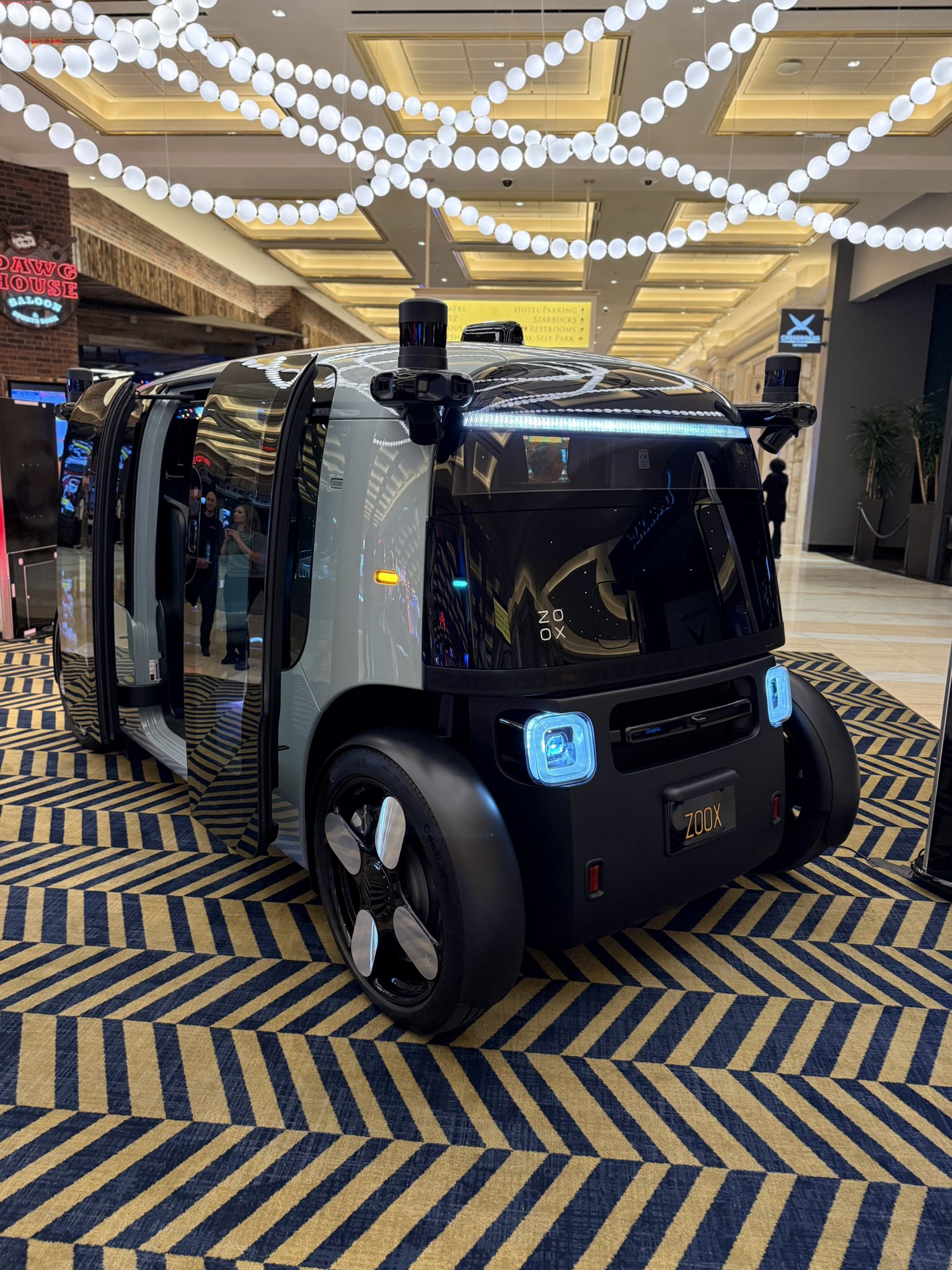 The Zoox Robotaxi in full display at an event.