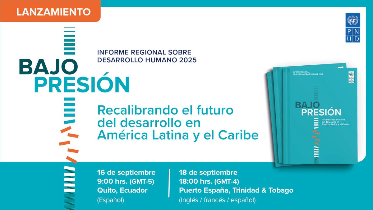 ⏳ América Latina y el Caribe está expuesta a retrocesos por desigualdades persistentes y limitada capacidad de respuesta. Es urgente recalibrar el futuro del desarrollo.

Acompáñanos a la semana de LANZAMIENTO del Informe Regional sobre Desarrollo Humano: go.undp.org/wB4