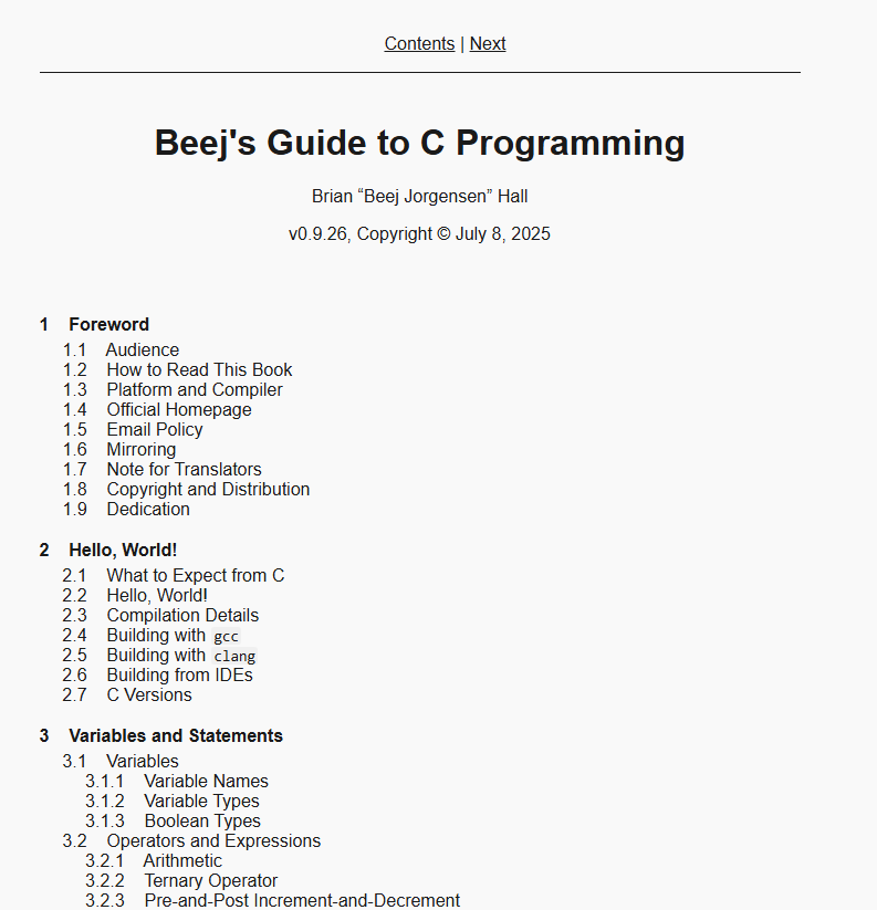 RuiCarrilho5's tweet image. to those unaware, here's Beej's Guide to the C programming language! this resource is so good, you could almost learn to code just by following along!