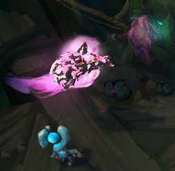 PixieParticle's tweet photo. #LeagueOfLegends @LeagueOfLegends Spirit Blossom Kindred has a pixelation issue when going into bushes, primarily in the ARAM maps. I don't know where else to comment on this or reach out to y'all, so here's a twitter post about it. #kindred https://t.co/p6PIZo2GDK