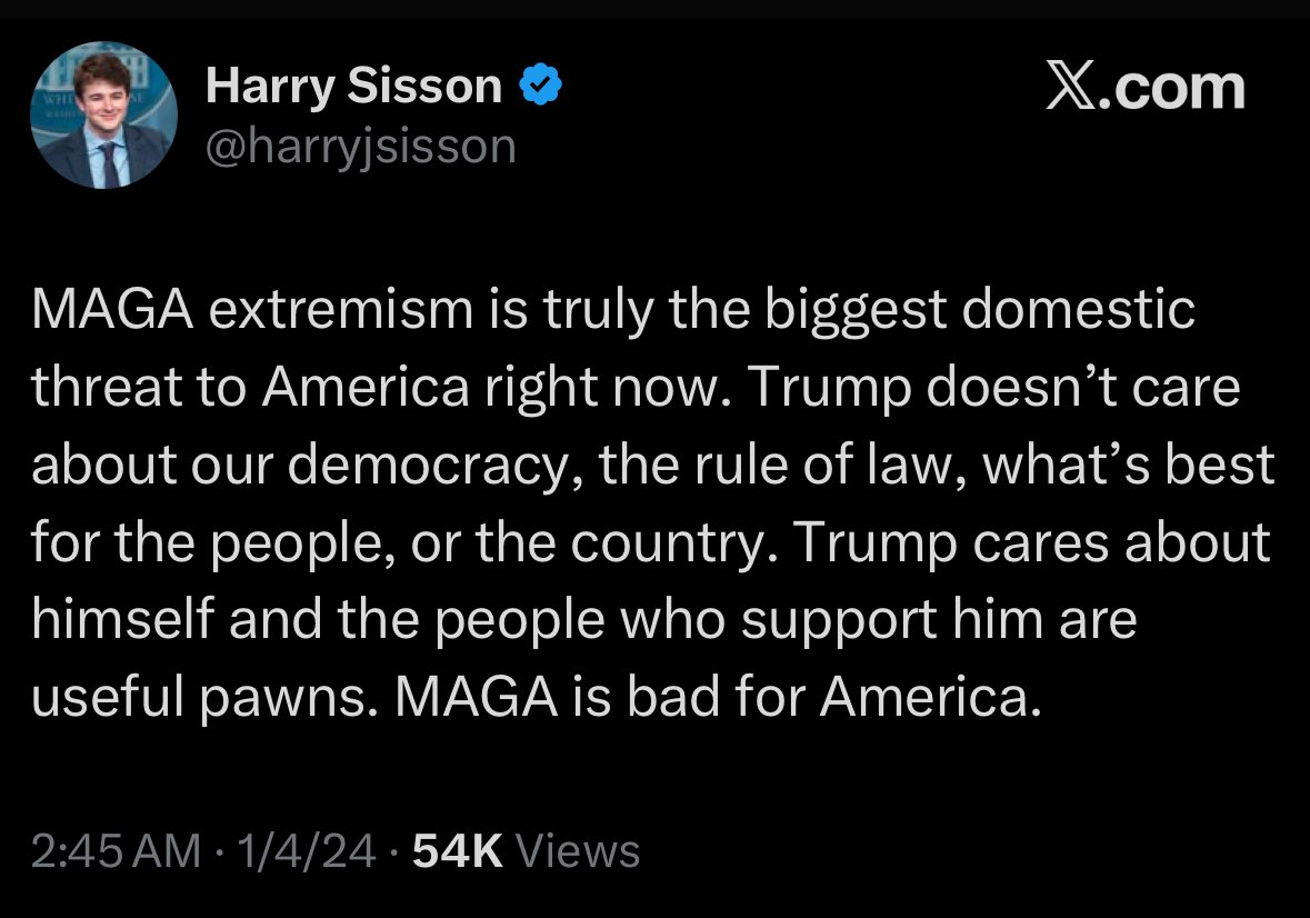 DataRepublican (small r) (@datarepublican) on Twitter photo <a href="/harryjsisson/">Harry Sisson</a> Hello, Mr. Sisson.
Receipts show you keep repeating slogans like “threat to democracy” and “rule of law.” Do you even know what they mean? These phrases were written for you by NGOs with the intent to start a color revolution in the United States. And now you’re suddenly <a href="/harryjsisson/">Harry Sisson</a> Hello, Mr. Sisson.
Receipts show you keep repeating slogans like “threat to democracy” and “rule of law.” Do you even know what they mean? These phrases were written for you by NGOs with the intent to start a color revolution in the United States. And now you’re suddenly