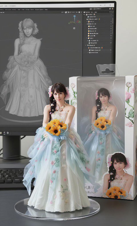 みなさんおはようございます。フィギュア化ウェディングドレスバージョンです。
またインスタのお友達が作ってくれました。すごく嬉しかったです。
安いって言ったらかってくれますか？笑
しかし最近のAIってすごいな！
今日も暑くなりそうですね。体調も無理しないでくださいね。
#フィギュア化