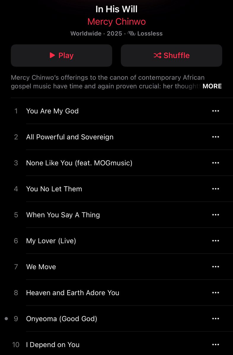 MERCY CHINWO
 “IN HIS WILL” ALBUM 

OUT NOW