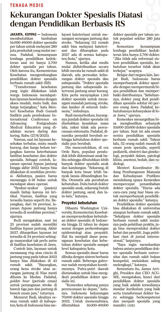 Indonesia sangat kekurangan dokter spesialis.

Tapi rencana menambah dokter spesialis baru secara masif, ditentang oleh dokter eksisting, dan berlanjut drama saling jegal antara pemerintah vs ikatan/perhimpunan dokter.

Budaya gatekeeper dan terlalu idealis, menghambat kermajuan.