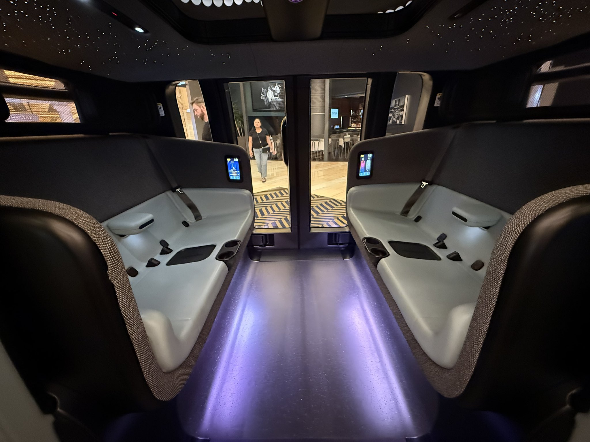 The Zoox Robotaxi dual-carriage seating arrangement that accommodates up to four passengers.