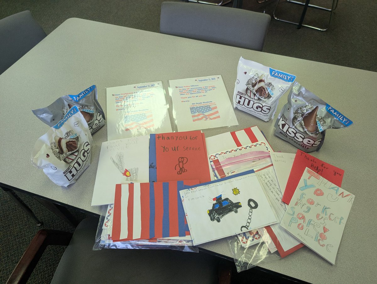 Honoring our local safety forces on 9/11 with heartfelt cards and Hugs and Kisses! Thank you to all who protect us and for the work you do! ❤️🤍💙🇺🇸