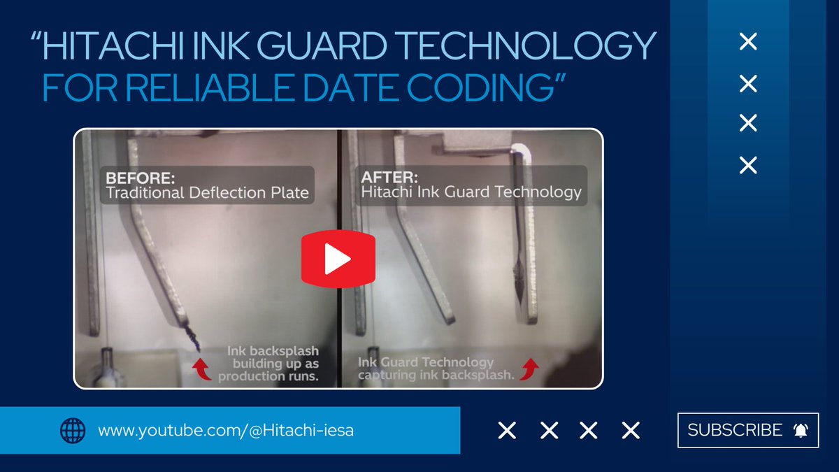 HitachiIndEquip's tweet image. Unlike conventional printheads where ink mists are deposited onto sensitive printing components, watch Hitachi's Patented Ink Guard Technology collect at work >>> youtube.com/watch?v=YscsYt…
#MarkingAndCoding #HitachiMarkingSolutions #HitachiKnowledge #UX2 #InkjetPrinting