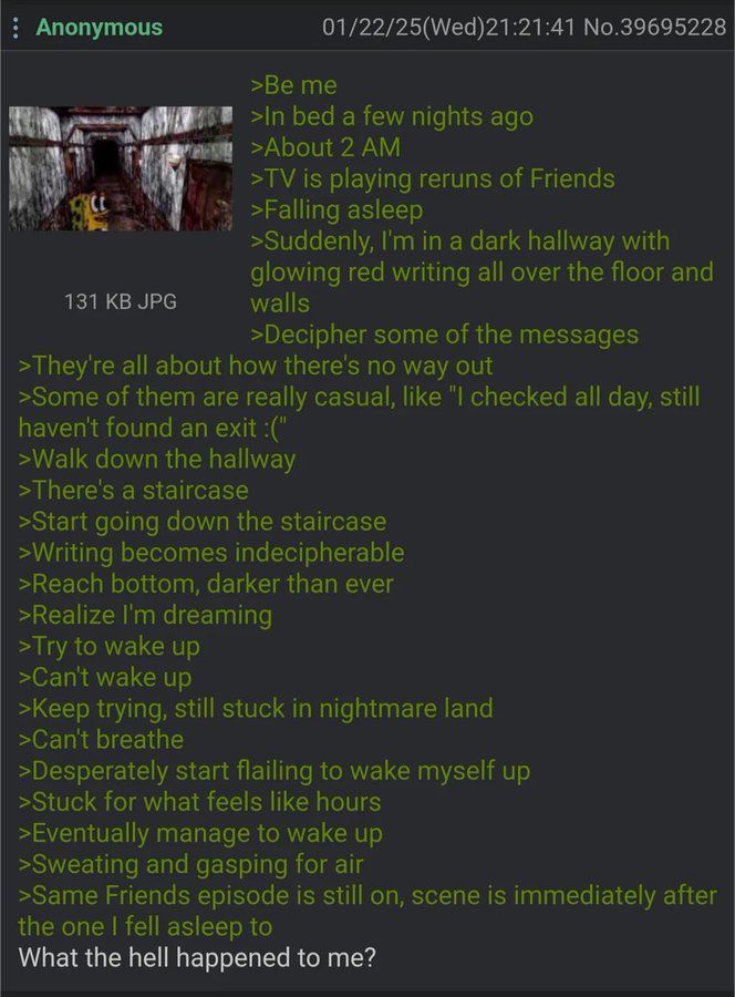 DailyGreentext's tweet image. Anon can't wake up from the nightmare