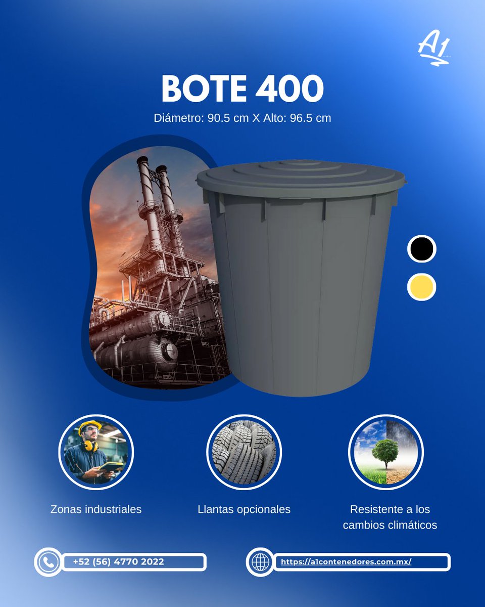 ContenedoresA1's tweet image. Ten tus #herramientas en un solo lugar con los #botes de basura #industriales 👷‍♂️👷‍♀️ que A1 tiene para ti.

Para más información, llámanos o escríbenos 👇👇

📞 Contáctanos al (56) 4770 2022 
📱 Escríbenos por WhatsApp al 55 7495 0159
💻 Visítanos en f.mtr.cool/wxgcggaxao