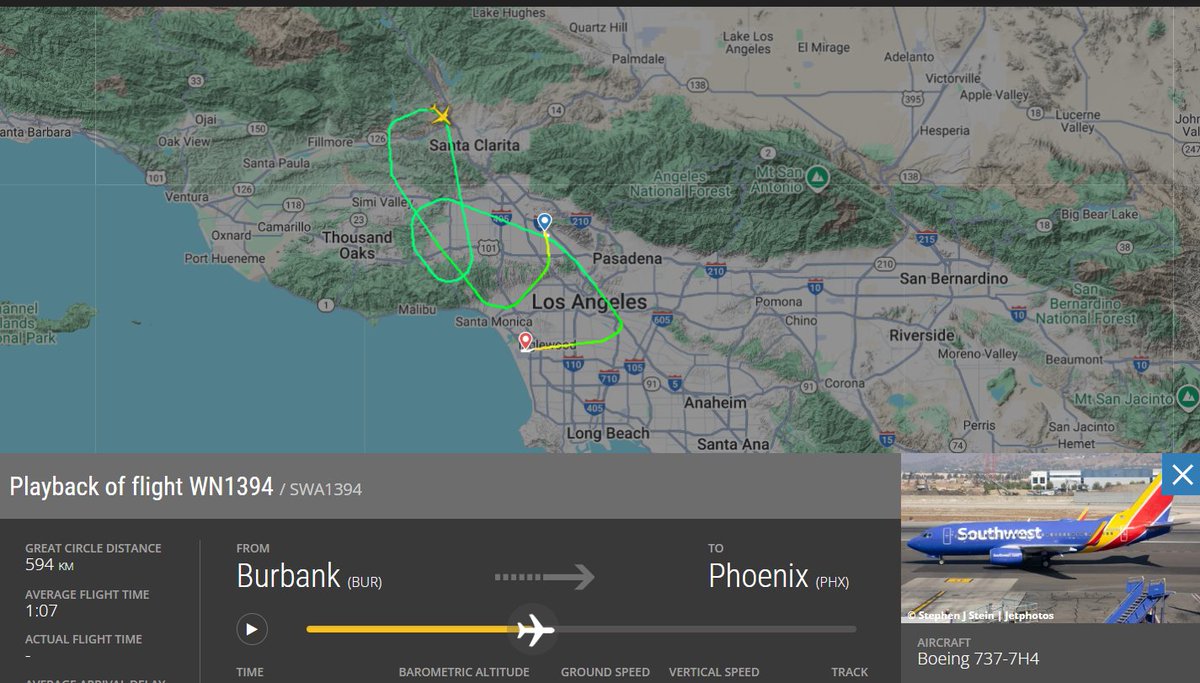 AvSourceNews's tweet image. Southwest Airlines flight WN1394, a B737-700 departing Hollywood Burbank for Phoenix, diverted to Los Angeles LAX after experiencing engine problems after takeoff on 11 September.

aviationsourcenews.com/southwest-boei…

#Southwest #Burbank #LosAngeles #Phoenix #AvGeek