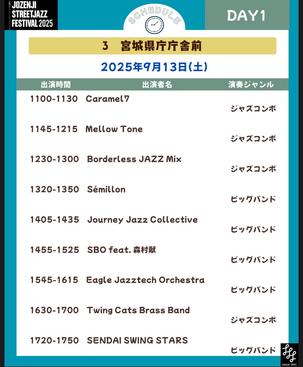 おはようございます。
昨日は #CiON #定禅寺ジャズフェス のリハーサル。

2019年にカルメラでの出演以来6年振りです。皆様宜しくお願い致します。

今回出演する西公園　遊具広場もカルメラで出演した場所と同じだったんじゃないかなぁー
なんだかとてもエモい。

左は #CiON