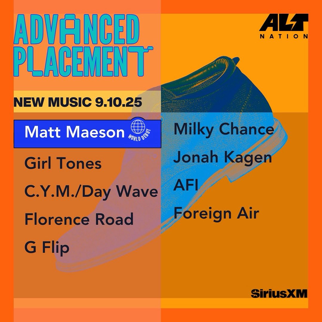 Yesterday’s Advanced Placement with <a href="/altregan/">regan</a> brought you a World Debut from @mattmaeson new music from <a href="/JonahKagen/">jonah kagen</a> <a href="/MilkyChance/">Milky Chance</a> and more! Listen for encores throughout the rest of the week/weekend or hit the link to listen on the SiriusXM app!

sxm.app.link/AdvancedPlacem…