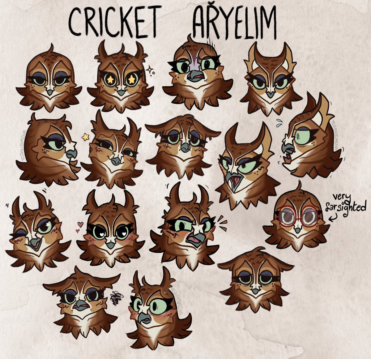 expression sheet for my owlin rogue