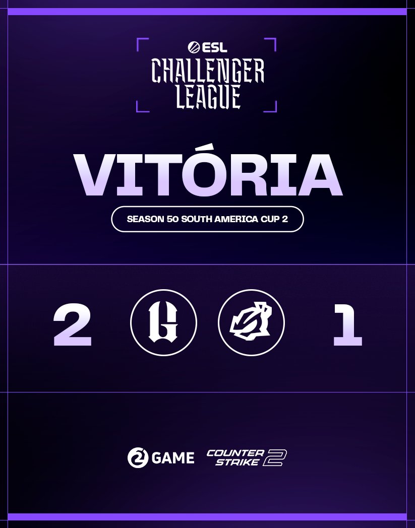 VITÓRIA DA #2GAMECS

Virada com muita resiliência pra garantir nossa vaga na semifinal upper da ESL Challenger Cup 2!

#PlayPurple 💜