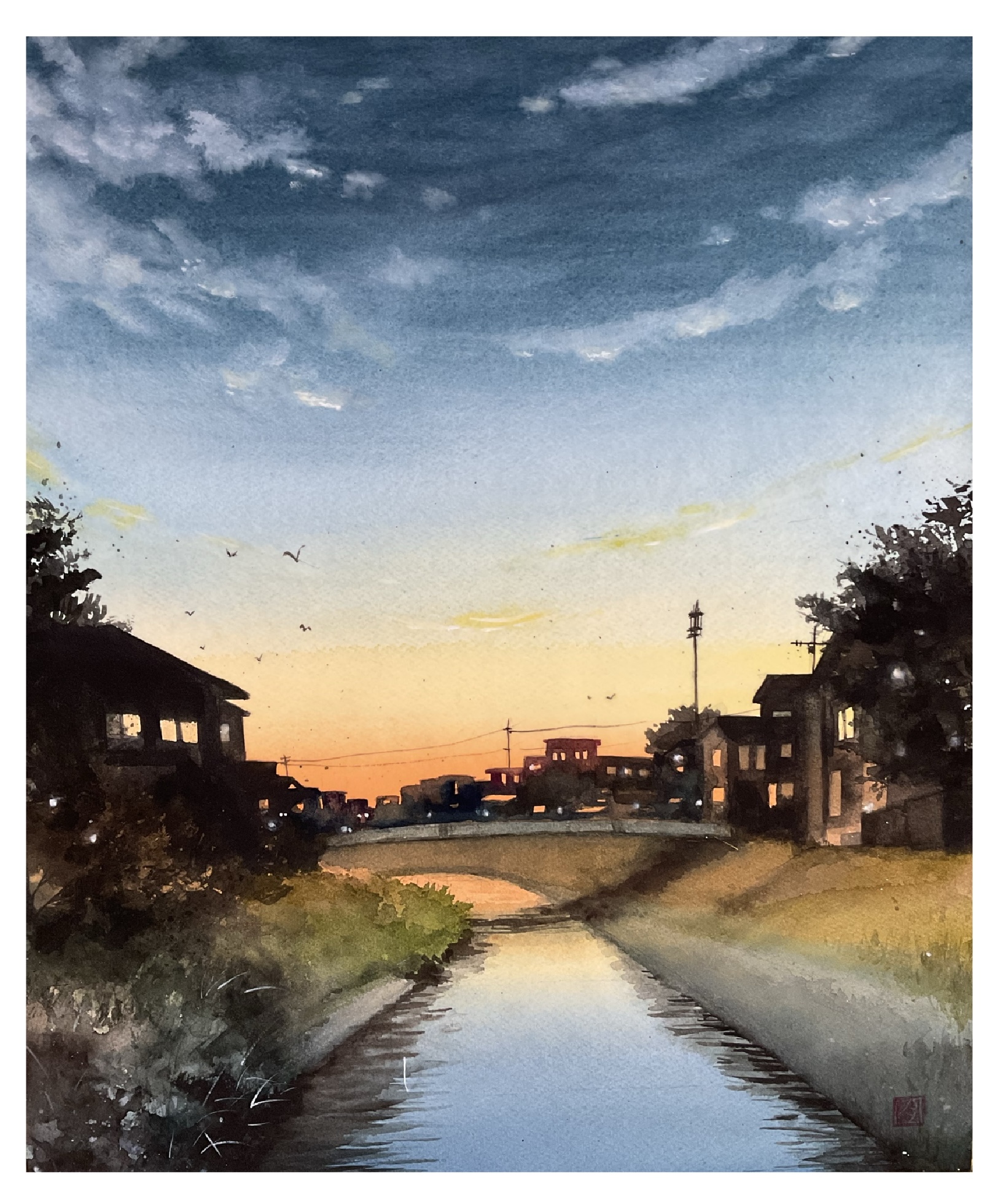 水彩画　ジクレー版画「高良山あじさい園」（久留米市） 水彩画ジクレー版画「高良山あじさい園」（久留米市）