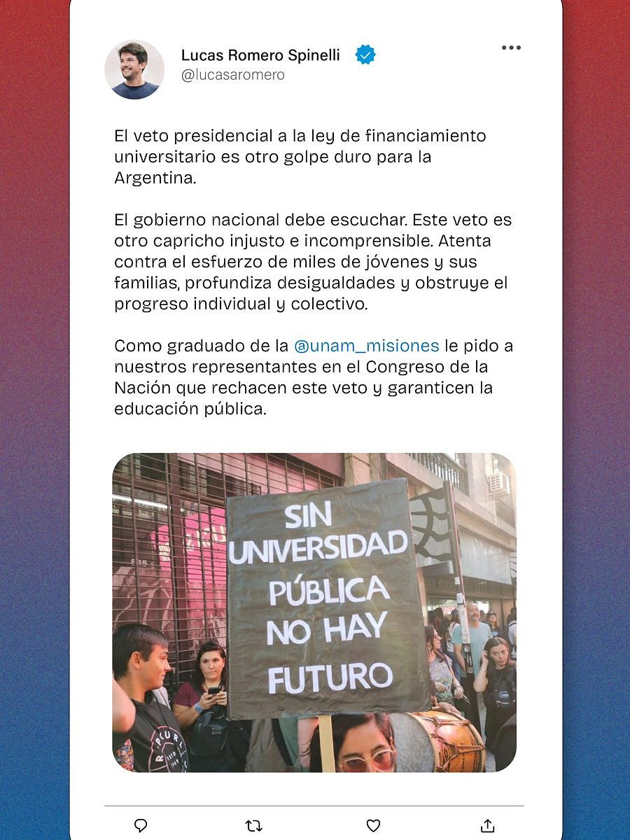 Coincido. Si de hablamos de “igualdad de oportunidades”, es imprescindible la educación pública de calidad.
La universidad pública es un orgullo de la argentina y ha sido la base del proyecto de vida y el progreso de muchísimas familias.