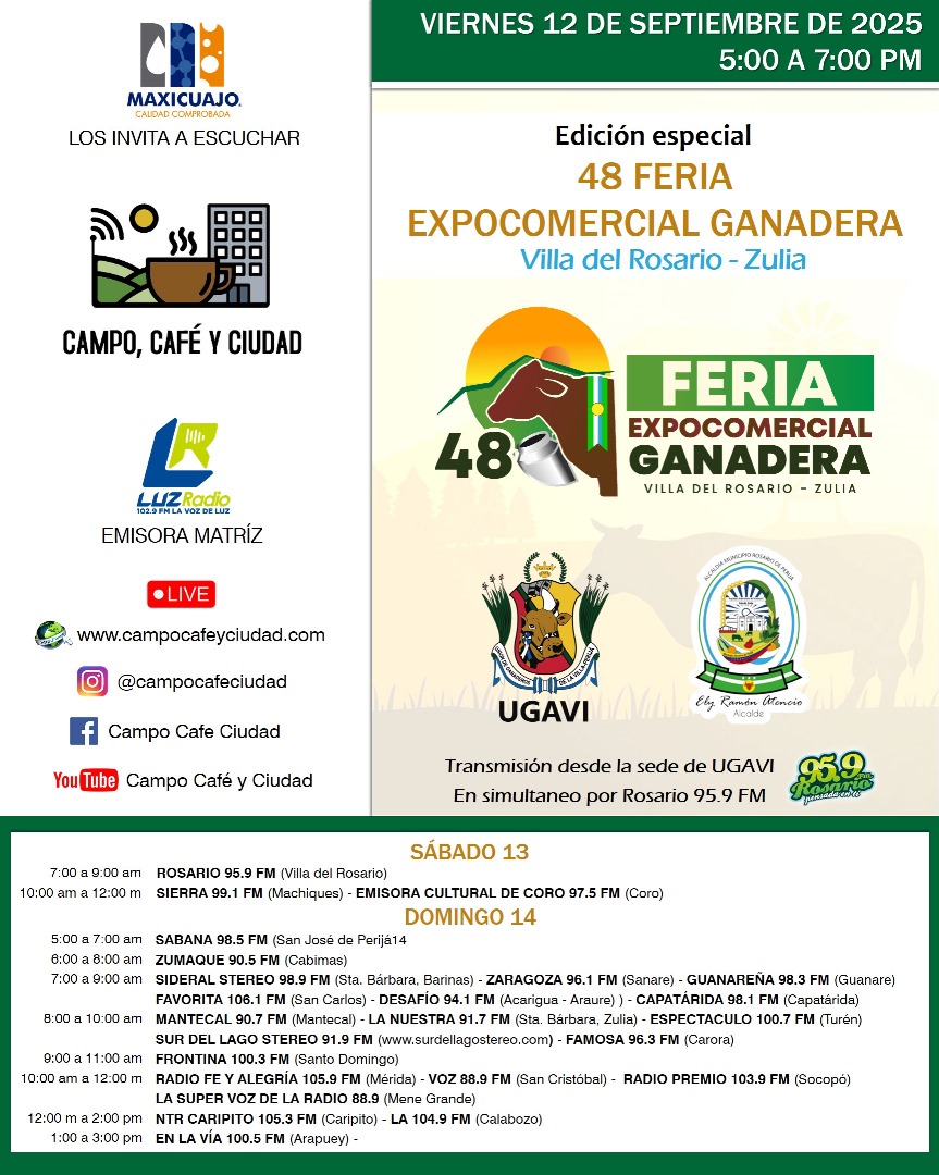 Mañana 12 de septiembre a partir de las 5 de la tarde Síntoniza El Programa Número Uno de los Productores del Campo Venezolano , Ubicanos En el Dial ...